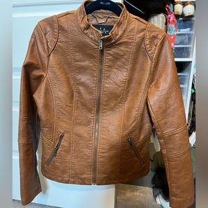 Faux leather tan motorcycle jacket size large